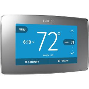EMERSON Sensi Touch Wi-Fi Smart Thermostat with Touchscreen Color Display, Works with Alexa, Energy Star Certified, C-wire Required, ST75W , White(Silver)
