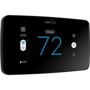 Sensi Touch 2 Smart Thermostat with Touchscreen Color Display, 100 Years of Expertise, Programmable, Wi-Fi, Data Privacy, Easy DIY, Works with Alexa, Energy Star Certified, ST76, C-Wire Required(Black Beveled Edge)